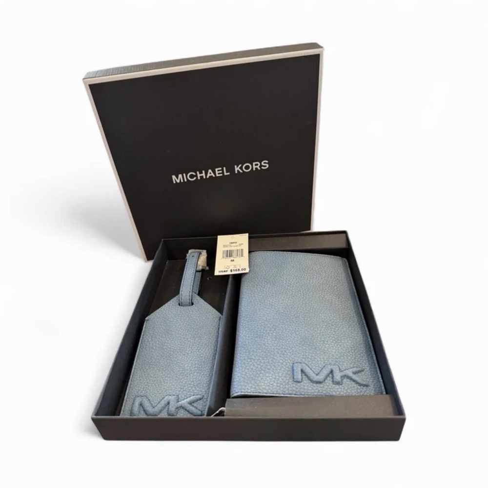 Michael Kors Cooper Denim Passport Holder & Luggage Tag Set — NWT
